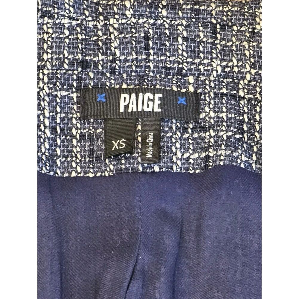 Paige Chelsea Tweed Blazer Linen Blend‎ Rayon Lined Button-Down Navy Size XS - Picture 5 of 14